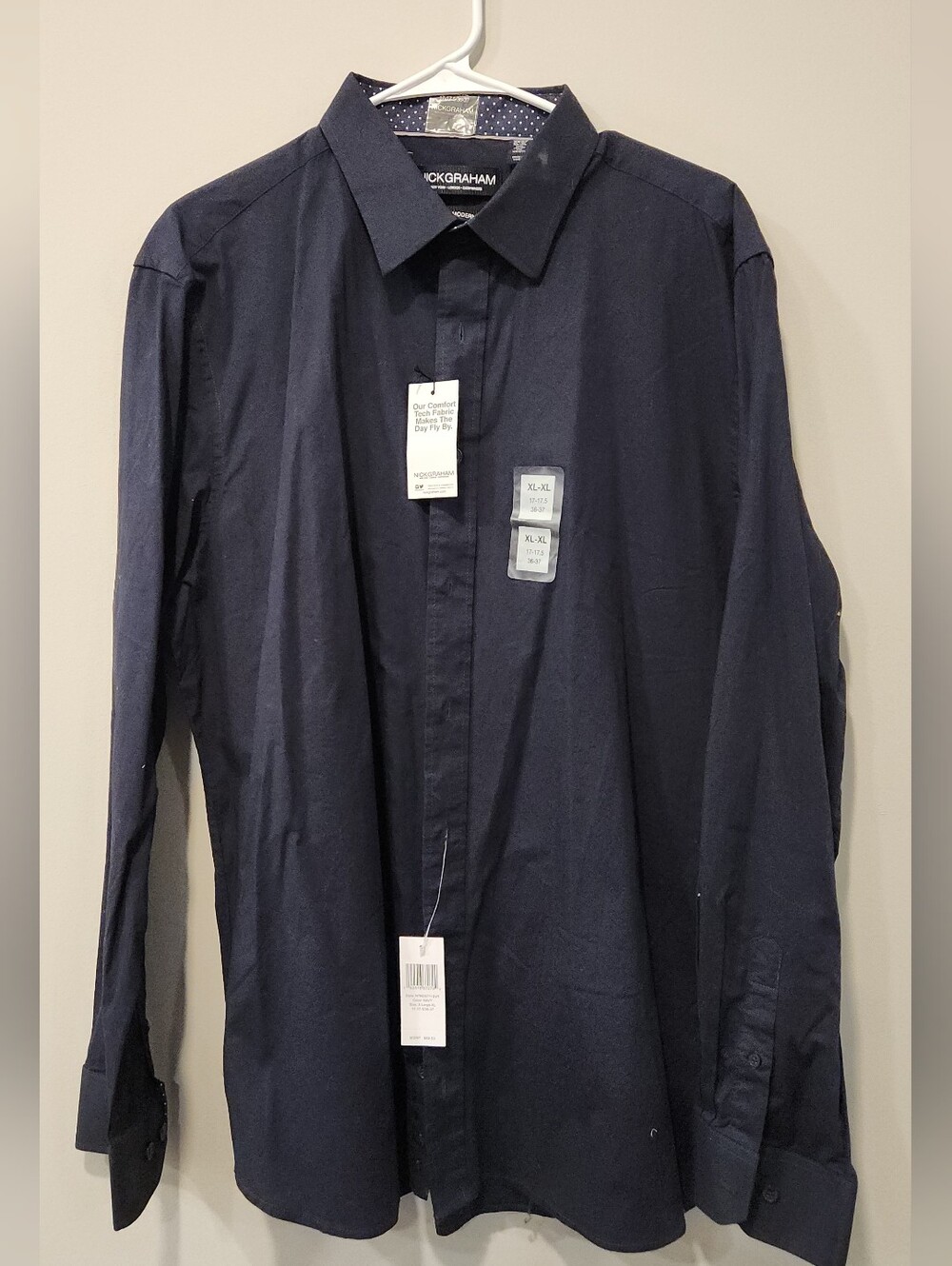 NWT Nick Graham Navy Long-Sleeve Dress Shirt Sz XL
